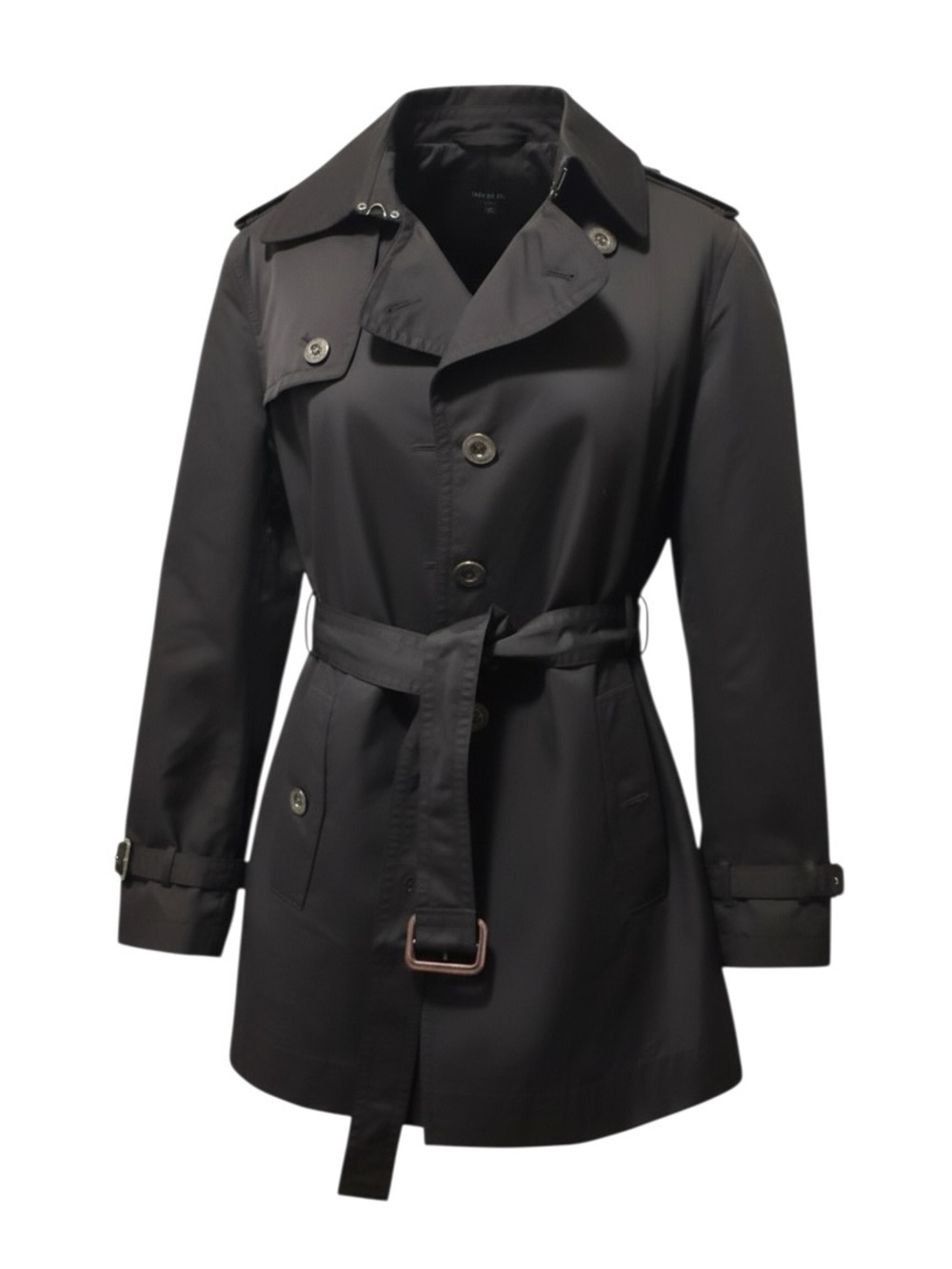 Martin + Osa Black Short Trench Coat with Belt